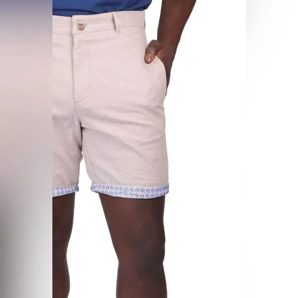 TailorByrd CONTRAST TRIM TEXTURED DOBBY SHORTS NEW khaki Size 38